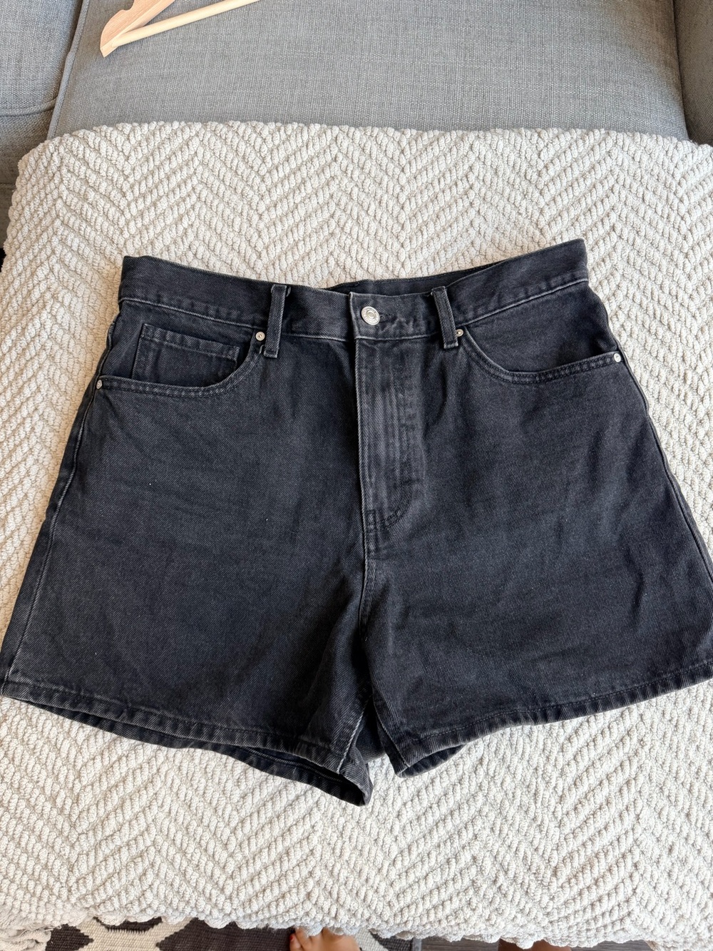 High-Rise Black Denim Women’s Dad Shorts